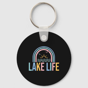 Chaveiro Vida no Lago Pescador Retro Groovy Pesca Amantes d