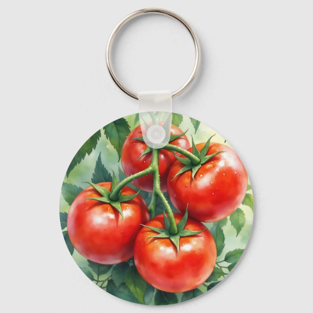 Chaveiro Videira de Tomate Madura Aquarela Fresca (Frente)