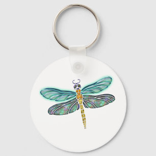Chaveiro Vidro Abalone & Dragonfly