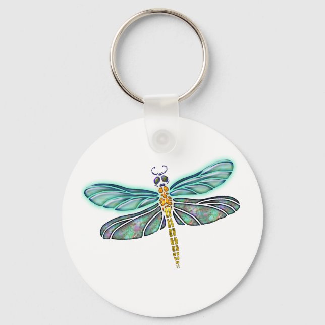 Chaveiro Vidro Abalone & Dragonfly (Frente)