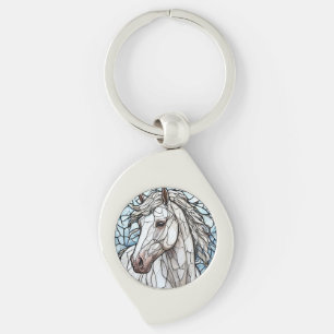 Chaveiro Vidro colorido Cavalo Branco
