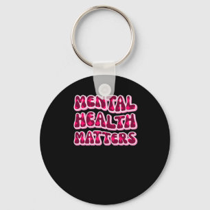 Chaveiro Vinheta de Texto Rosa S para Saúde Mental