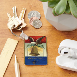 Chaveiro Vintage 4 de julho com Eagle e Liberty Bell