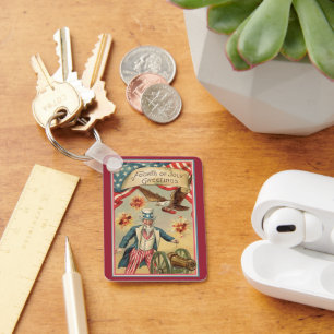 Chaveiro Vintage 4 de julho Fireworks com o tio Sam