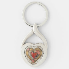Chaveiro Vintage Abstract Hearts - Metal Keychain