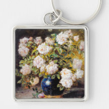 Vintage Alexis Kreyder Rosas em um Vaso Cobalto