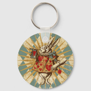 Chaveiro Vintage Alice White Rabbit