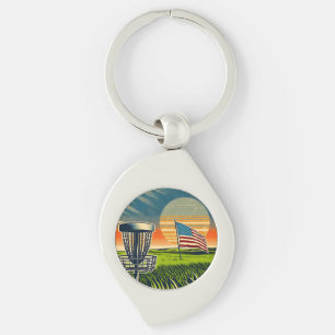 Chaveiro Vintage American Flag Disk Golf Vintage Sun