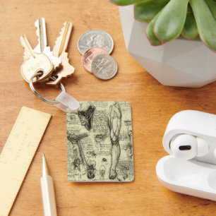 Chaveiro Vintage Anatomia Humana Laringe Perna Leonardo da