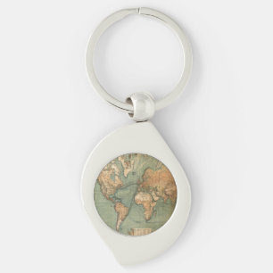 Chaveiro Vintage Antigo Mapa Mundial Antiquado