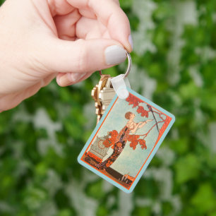 Chaveiro Vintage Art Deco, Pássaro Voador de George Barbier