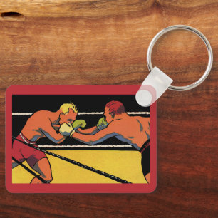 Chaveiro Vintage Art Deco Sports Boxing, Boxers Punching
