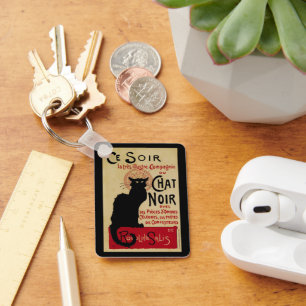Chaveiro Vintage Art Nouveau, Ce Soir Chat Noir Black Cat