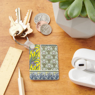 Chaveiro Vintage Art Nouveau, Flores do Jardim Íris