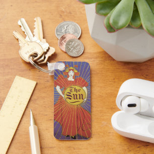 Chaveiro Vintage Art Nouveau, jornal Sun de Nova Iorque