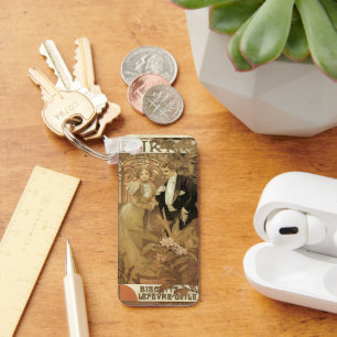 Chaveiro Vintage Art Nouveau Love Romance, Flirt de Mucha