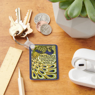 Chaveiro Vintage Art Nouveau, pena de peacock de Macmillan