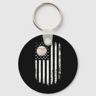 Chaveiro Vintage Baseball Game Day American Flag Para Pai &