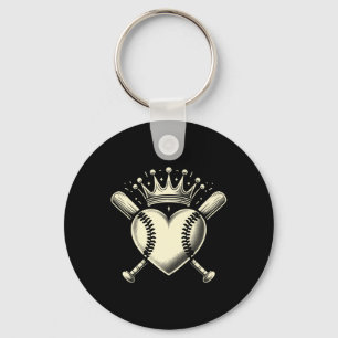 Chaveiro Vintage Baseball Heart Crown Baseball Premium