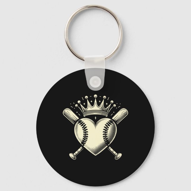 Chaveiro Vintage Baseball Heart Crown Baseball Premium (Frente)