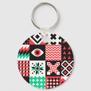 Chaveiro Vintage Block Shapes Abstrato Fundo.
