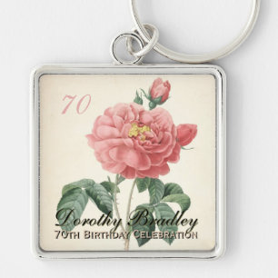 Chaveiro Vintage Blooming Rosa 70 de aniversário Celebração