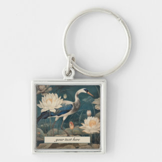 Chaveiro Vintage botanical blue crane personalizável