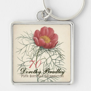 Chaveiro Vintage Botanical Peony 70 Birthday MSqK