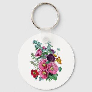 Chaveiro Vintage Botanicals Ilustrações Hollyhocks