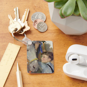 Chaveiro Vintage Boy com seu cavalo ganhador de fita azul