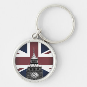 Chaveiro Vintage British Flag & Big Ben, London, UK /sports