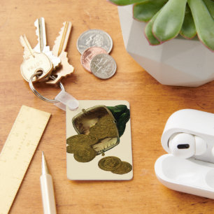 Chaveiro Vintage Business Finance, Moeda Dourada na Bolsa