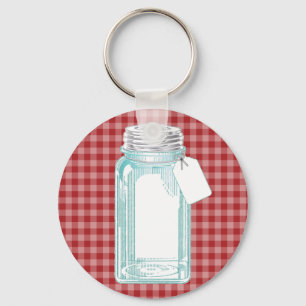 Chaveiro Vintage Canning Jar Red Gingham
