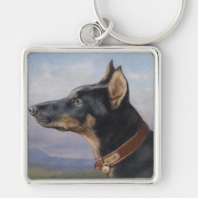 Chaveiro Vintage Carl Reichert Retrato de um Doberman (Frente)