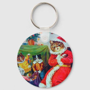 Chaveiro Vintage Cat Christmas, Louis Wain