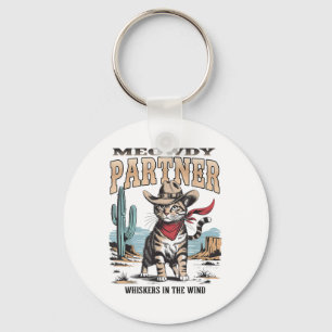 Chaveiro Vintage Cat Meowdy Partner Cowboy Presente Para Ho