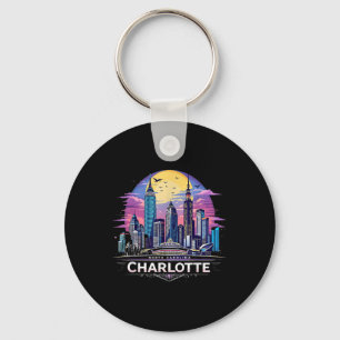 Chaveiro Vintage Charlotte North Carolina Sunset Skyline Ci