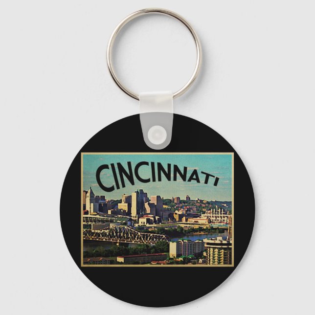 Chaveiro Vintage Cincinnati Skyline (Frente)