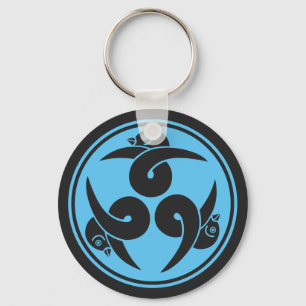 Chaveiro Vintage Cinza Blue Three Geese Japan Mon Oriental