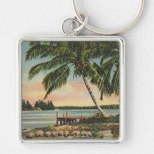 Chaveiro Vintage Coconut Palms Tropical Breeze Sunset