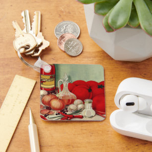 Chaveiro Vintage Comida italiana Cebolas de tomate Peppers