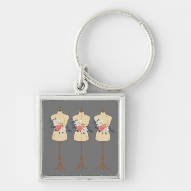 Chaveiro Vintage costurando roupas bonitas (Frente)