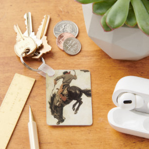 Chaveiro Vintage Cowboy, Bronco Buster Study pelo NC Wyeth