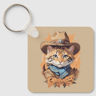 Chaveiro Vintage Cowboy Kitten Design