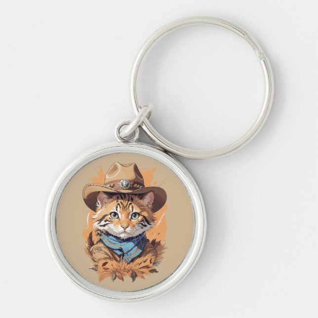Chaveiro Vintage Cowboy Kitten Design (Frente)