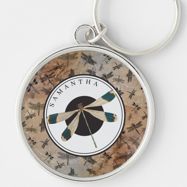 Chaveiro Vintage Dragonfly Entomology Monogramas (Frente)