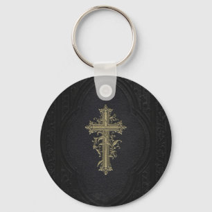 Chaveiro Vintage Elegant Ornamentado Victorian Ouro Cross