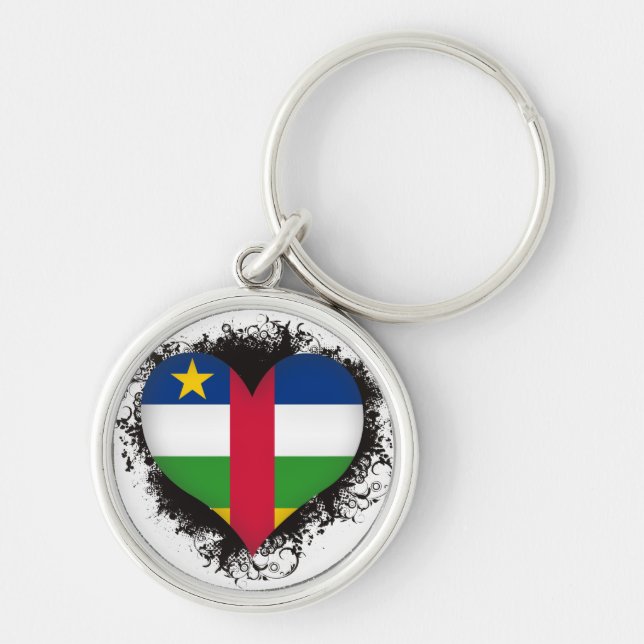 Chaveiro Vintage eu amo Central African Republic (Frente)
