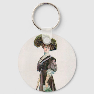 Chaveiro Vintage Fashion Illustration Lady With Cane