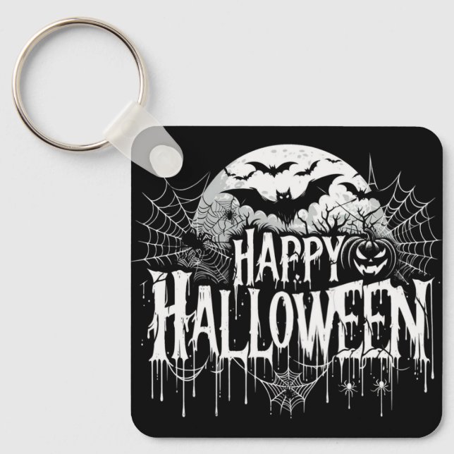 Chaveiro Vintage feliz arte de Halloween (Frente)